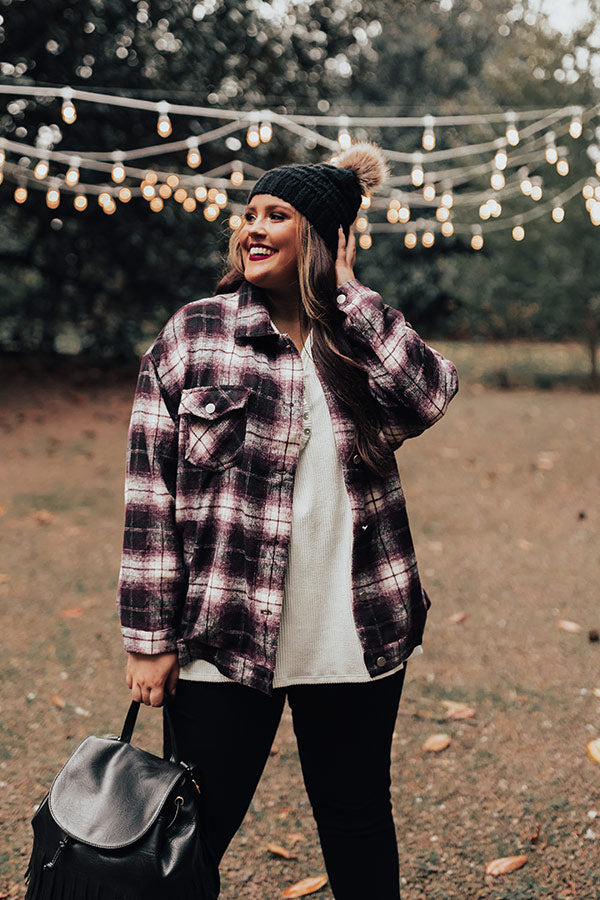 Latte Sips Plaid Jacket Curves
