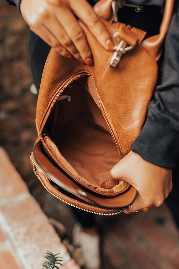 Travel Buddy Faux Leather Backpack In Brown • Impressions Online Boutique