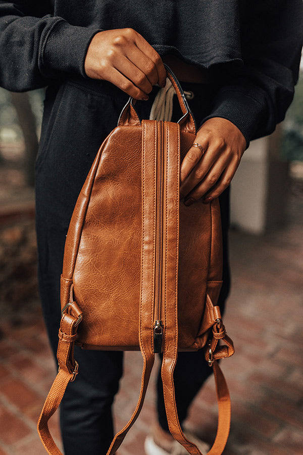 brown faux leather backpack mens Travel Buddy Faux Leather Backpack In Brown