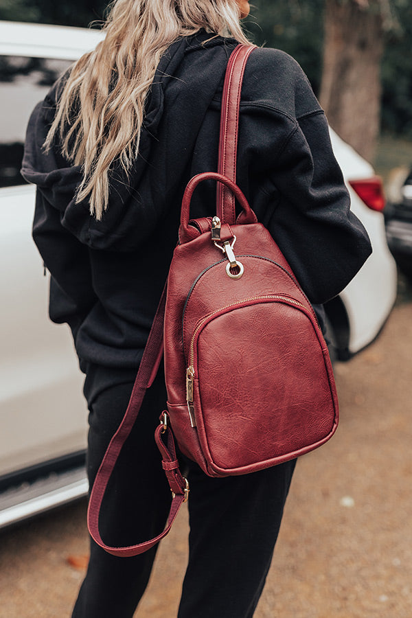 Travel Buddy Faux Leather Backpack In Wine