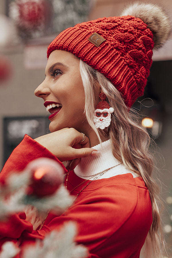 Santa Stops Here Beaded Earrings