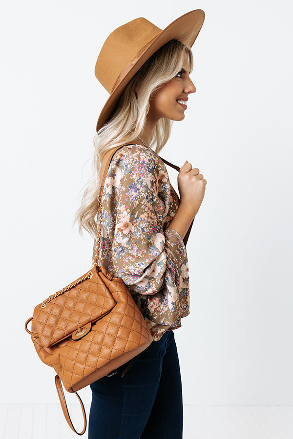 brown quilted leather backpack Looking At London Faux Leather Backpack In Maple – Impressions Online Boutique