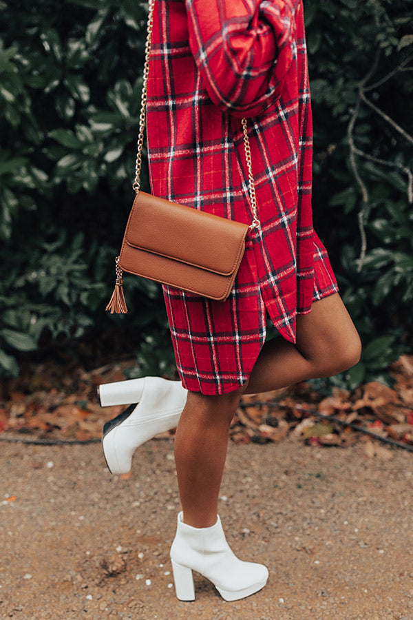 Just In Time Faux Leather Purse In Camel