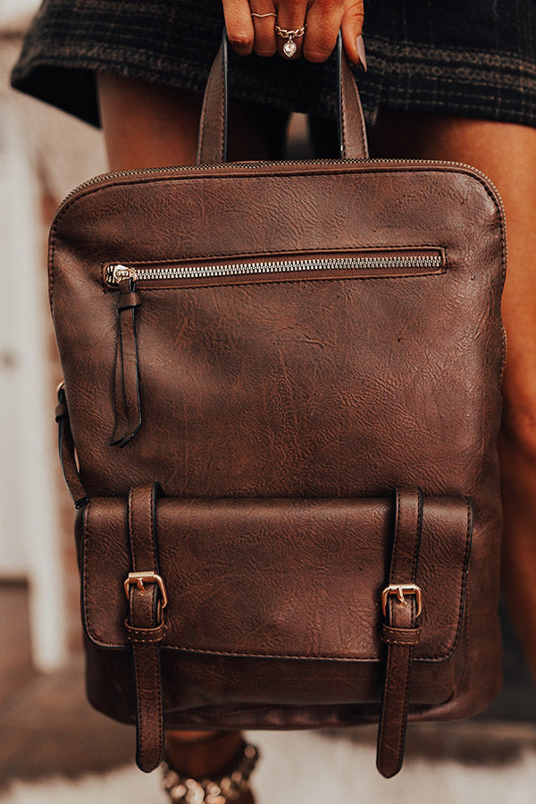brown faux leather backpack mens Upstate Promise Faux Leather Backpack In Brown – Impressions Online Boutique