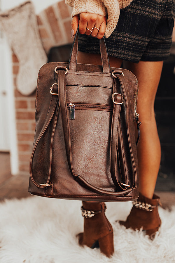 brown faux leather backpack womens Upstate Promise Faux Leather Backpack In Brown