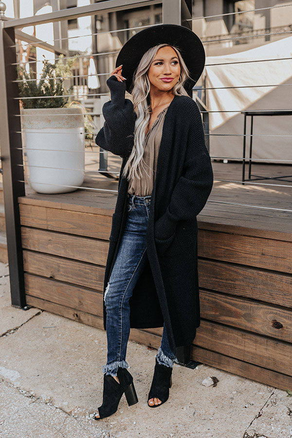 On The Clock Knit Cardigan In Black
