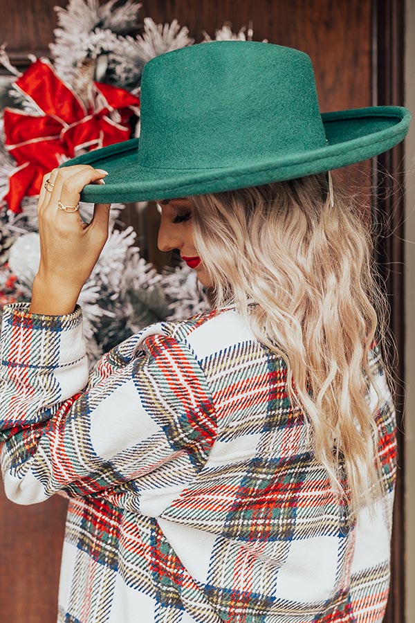 Chasing Wanderlust Wool Fedora In Hunter Green