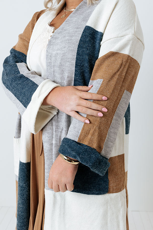 Cozy Cove Colorblock Cardigan In Camel Curves Image - 1