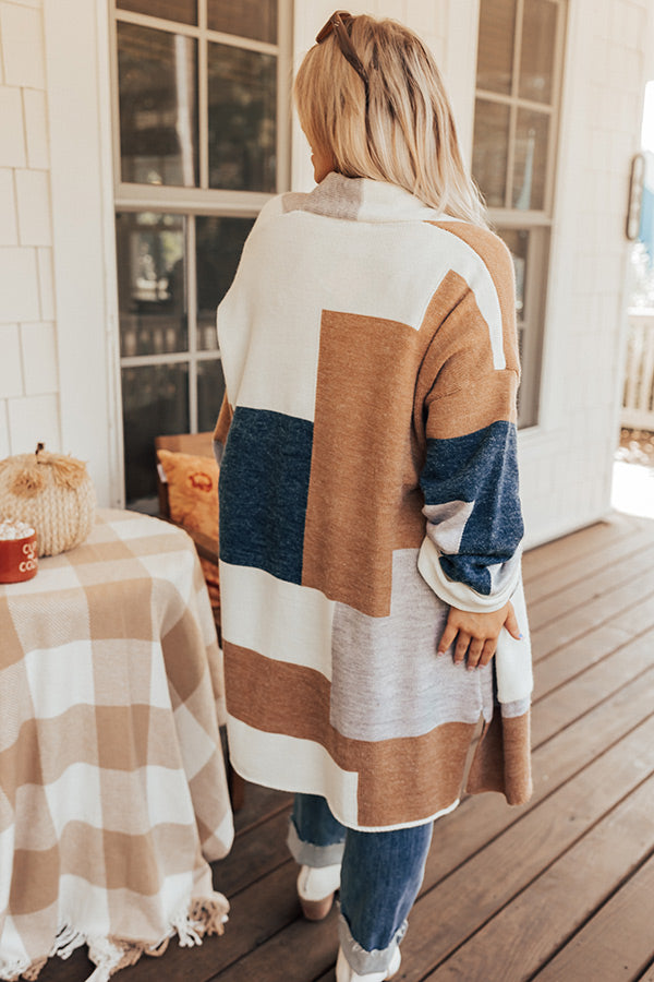 Cozy Cove Colorblock Cardigan In Camel Curves Image - 1