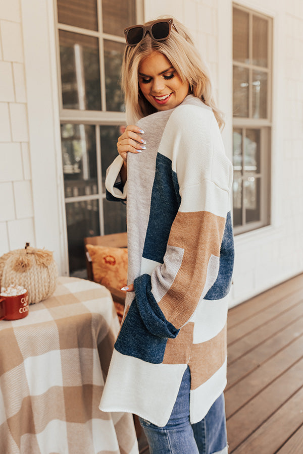 Cozy Cove Colorblock Cardigan In Camel Curves Image - 1