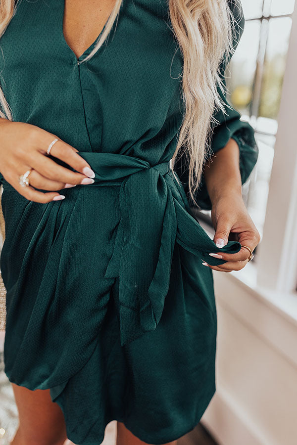 Top Floor Party Wrap Dress In Hunter Green Top Floor Party Wrap Dress In Hunter Green