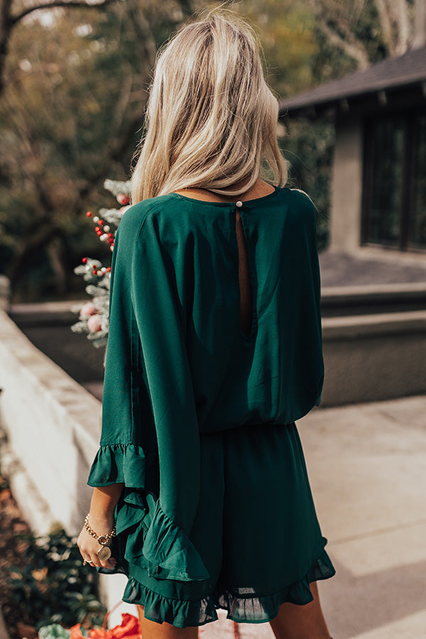 Chic Reveal Romper in Hunter Green