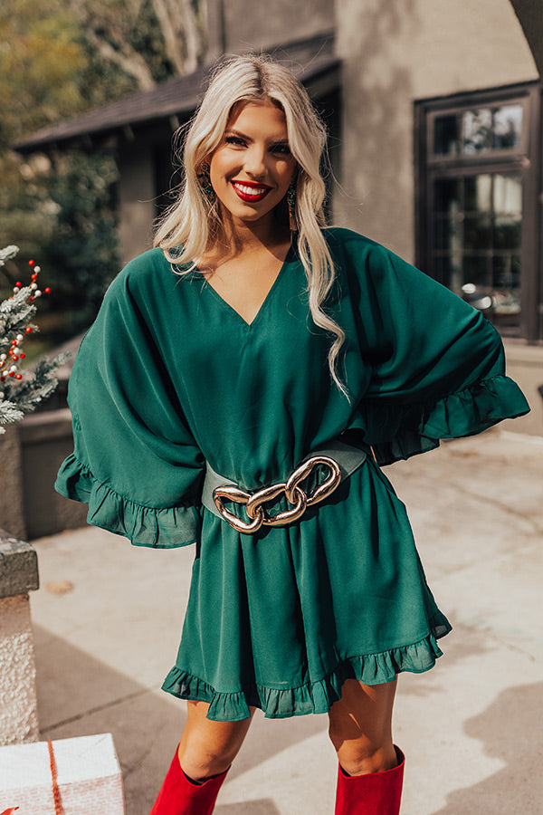 Chic Reveal Romper in Hunter Green