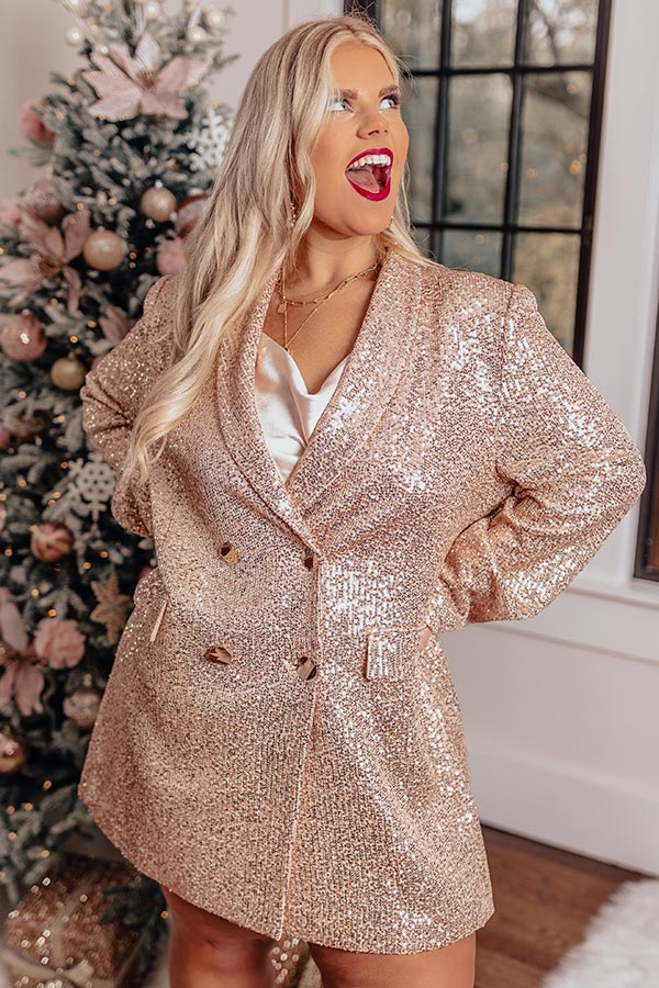 Sequins On The Rocks Blazer Dress in Rose Gold Curves Impressions Online Boutique Sequins On The Rocks Blazer Dress in Rose Gold Curves Impressions Online Boutique