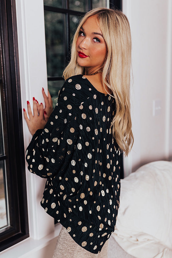 Sweeter With Time Polka Dot Shift Top in Black