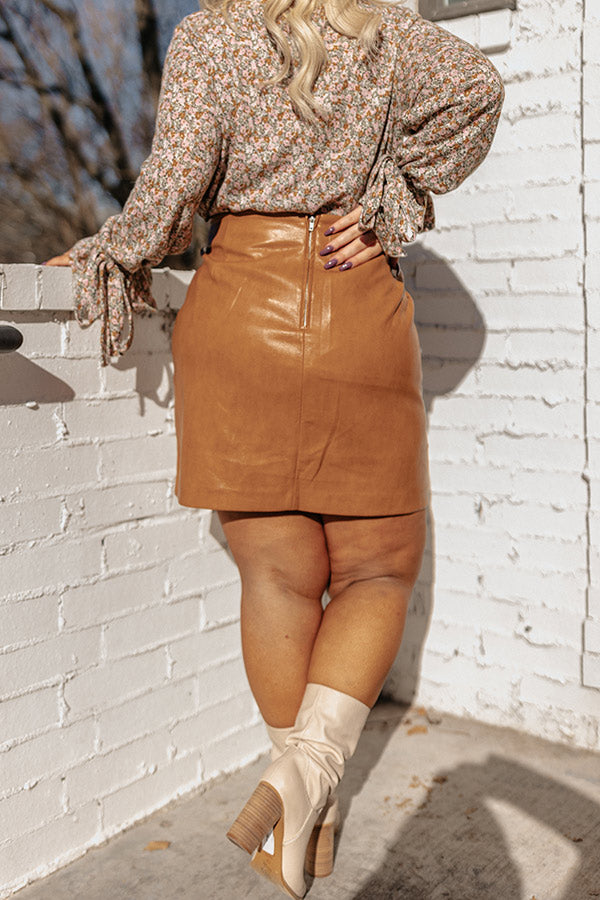 Plus size tan leather clearance skirt