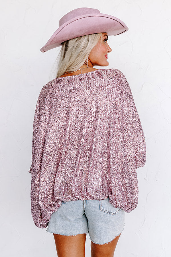 Ritzy Bliss Sequin Cardigan In Blush