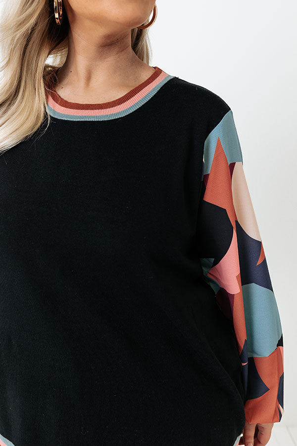 Dating Game Sweater Top in Black Curves