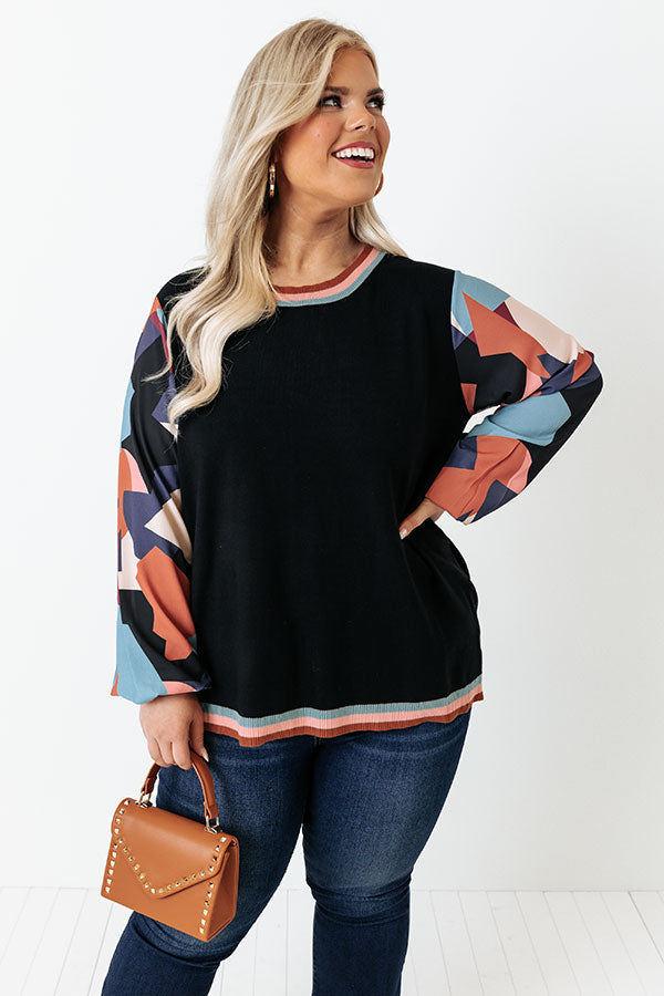 Dating Game Sweater Top in Black Curves