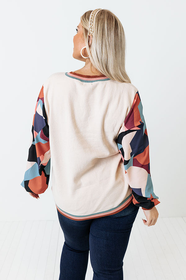 Dating Game Sweater Top in Beige Curves