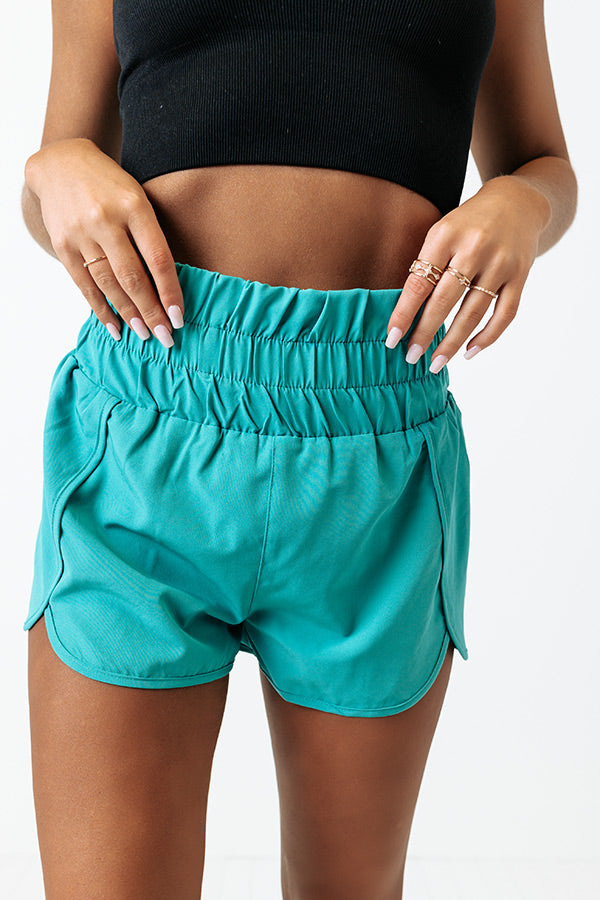 Running Laps High Waist Shorts In Turquoise