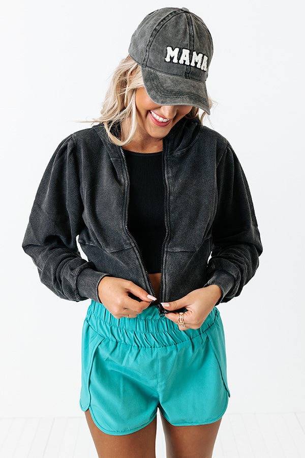Mama Sherpa Lettered Baseball Cap In Vintage Black Image - 1