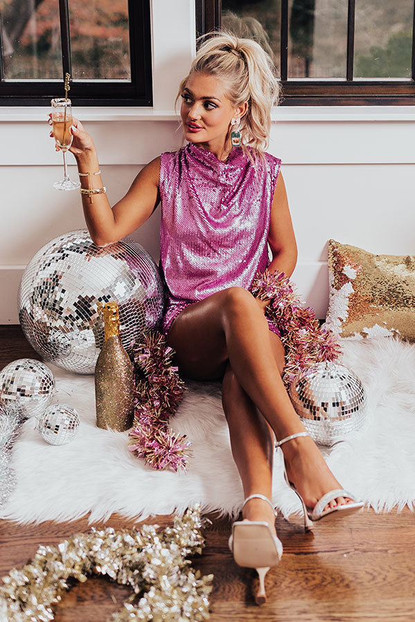 Bright In The City Sequin Dress In Violet Bright In The City Sequin Dress In Violet