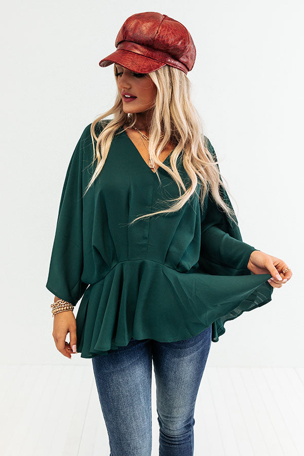 Chic Stomping Grounds Top in Hunter Green