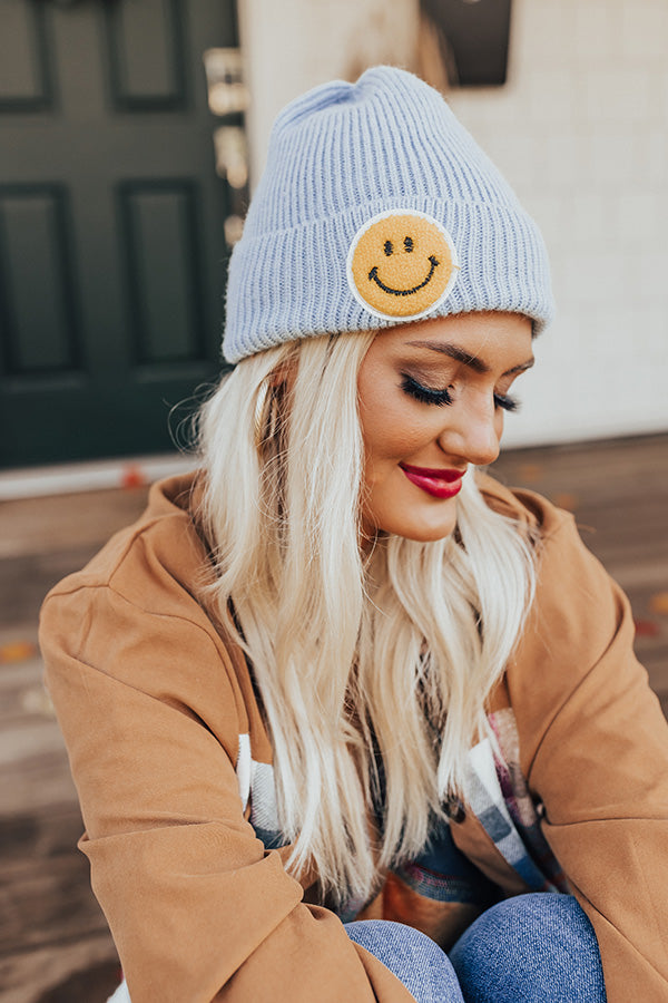 Happy Days Beanie In Sky Blue