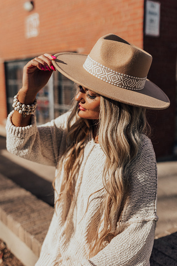 Wrapped In Smiles Felt Fedora In Iced Latte