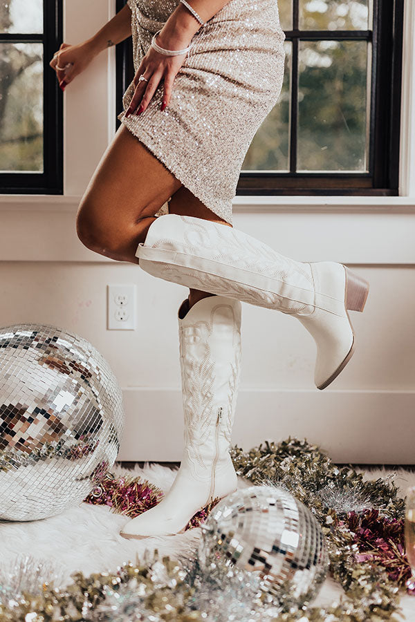 The Harris Faux Leather Cowboy Boot in White