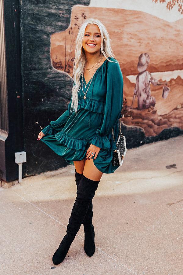 Never Stressed Babydoll Dress In Hunter Green Never Stressed Babydoll Dress In Hunter Green