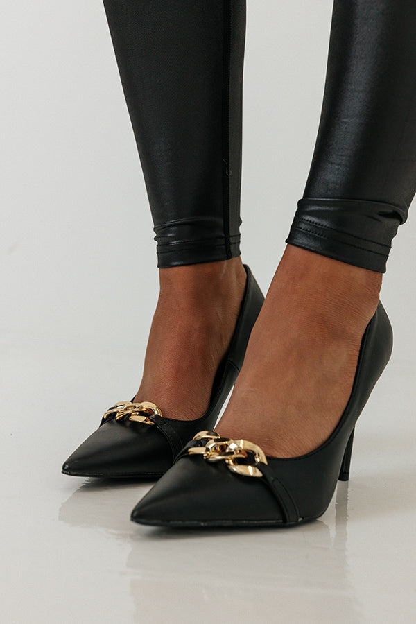 The Chantel Faux Leather Heel In Black