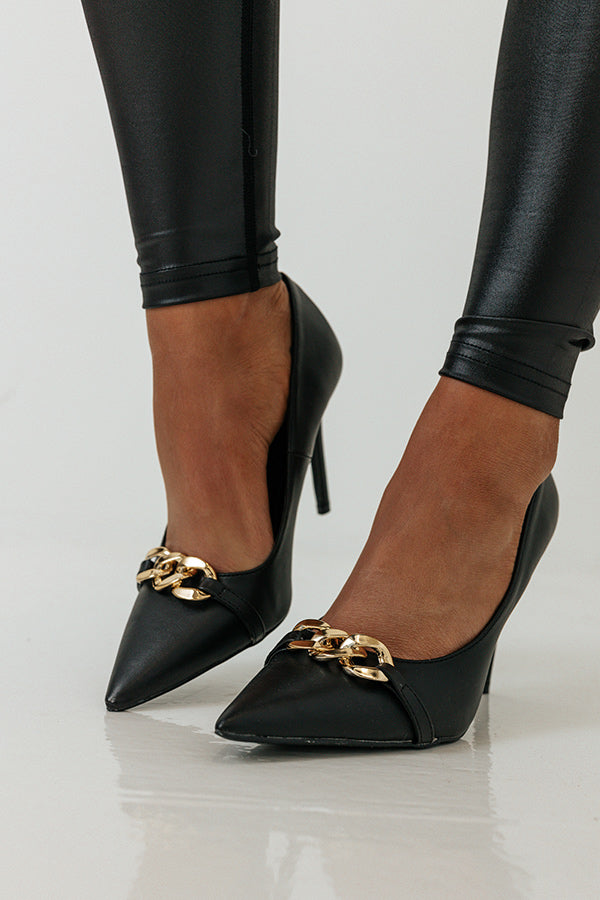 The Chantel Faux Leather Heel In Black