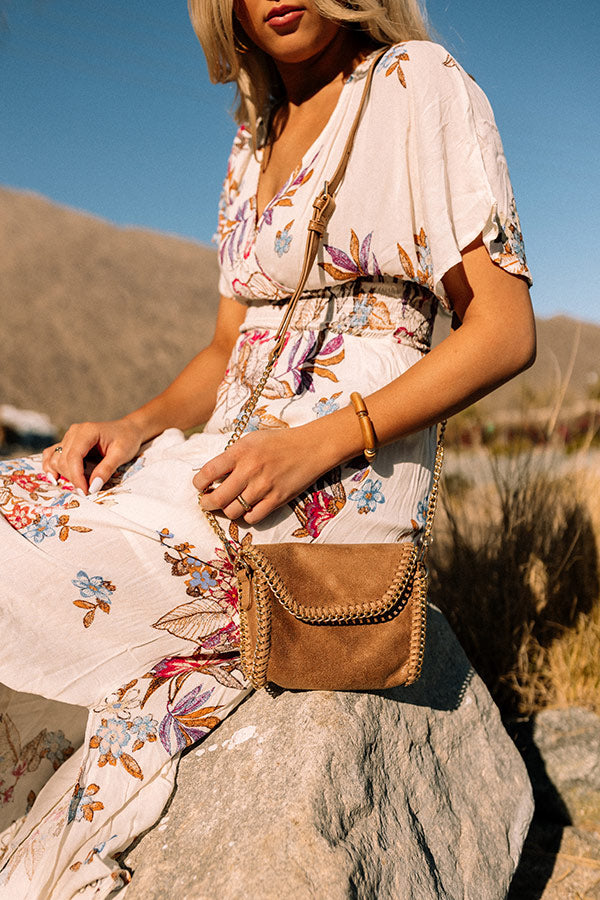 Nearly In Love Faux Suede Crossbody In Iced Mocha