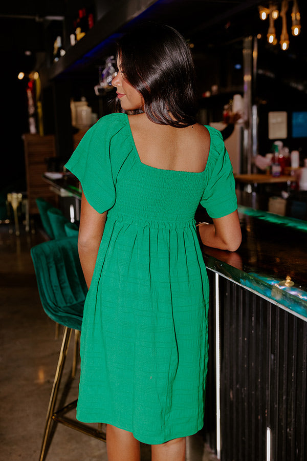 Shining Brighter Smocked Dress In Kelly Green Shining Brighter Smocked Dress In Kelly Green