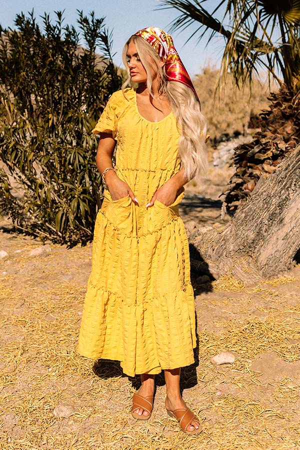 Gorgeous Girly Tiered Midi In Primrose Yellow