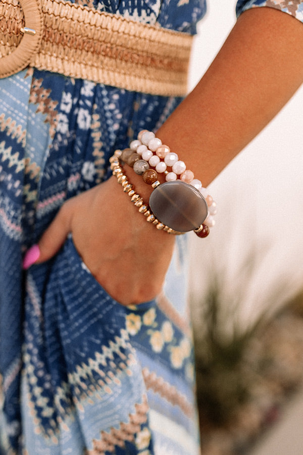 Here to Party Semi Precious Bracelet Set in Grey