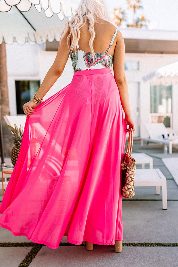 Bikini Season Mesh Cover Up Skirt in Hot Pink Bikini Season Mesh Cover Up Skirt in Hot Pink