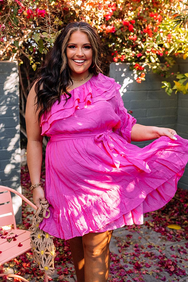 Sassy Mood One Shoulder Dress In Hot Pink Sassy Mood One Shoulder Dress In Hot Pink