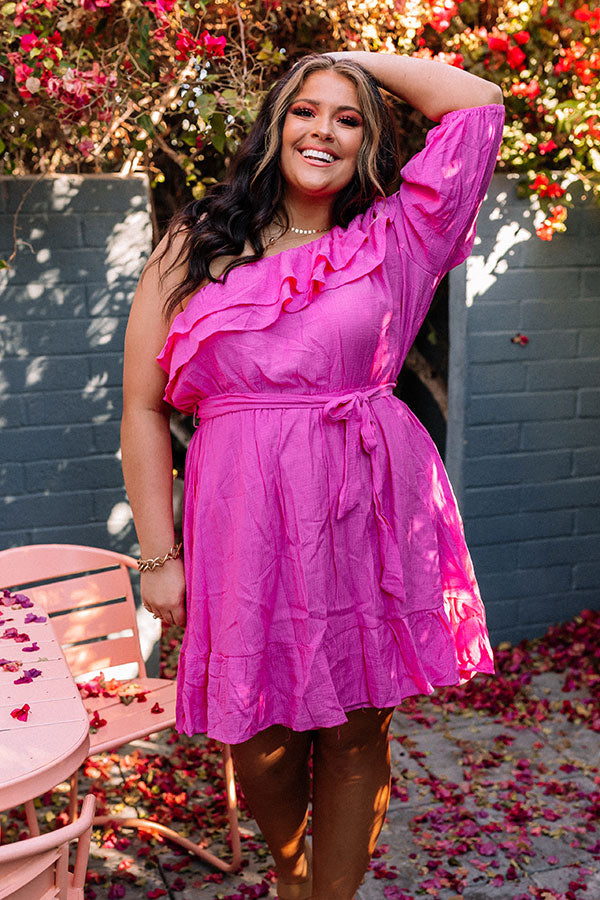 Sassy Mood One Shoulder Dress In Hot Pink Sassy Mood One Shoulder Dress In Hot Pink