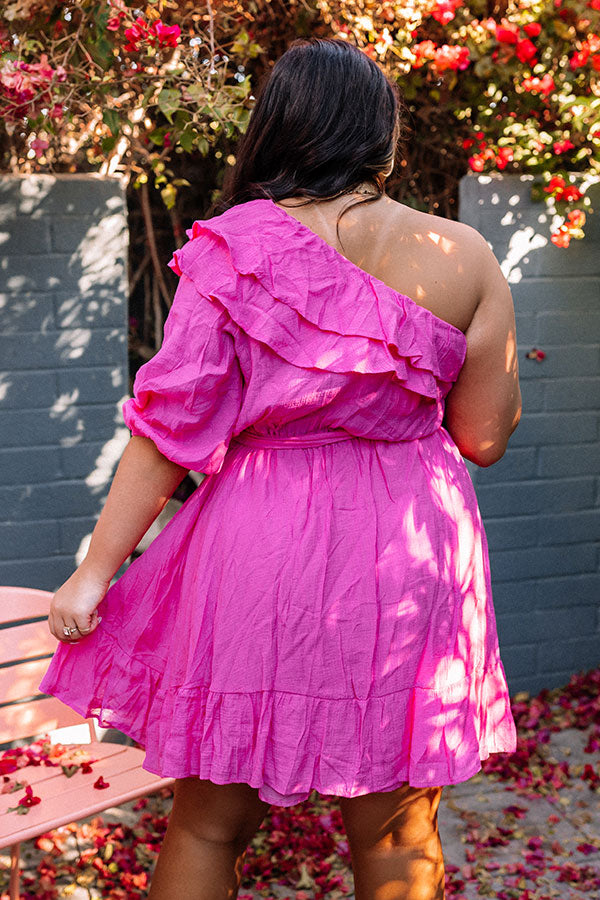 Sassy Mood One Shoulder Dress In Hot Pink Sassy Mood One Shoulder Dress In Hot Pink