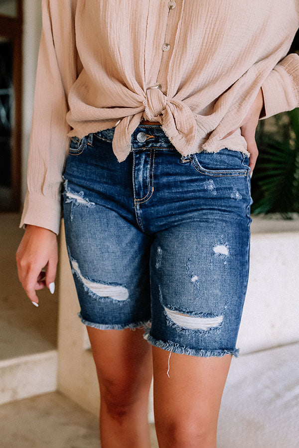 The Pomelo Midrise Distressed Shorts