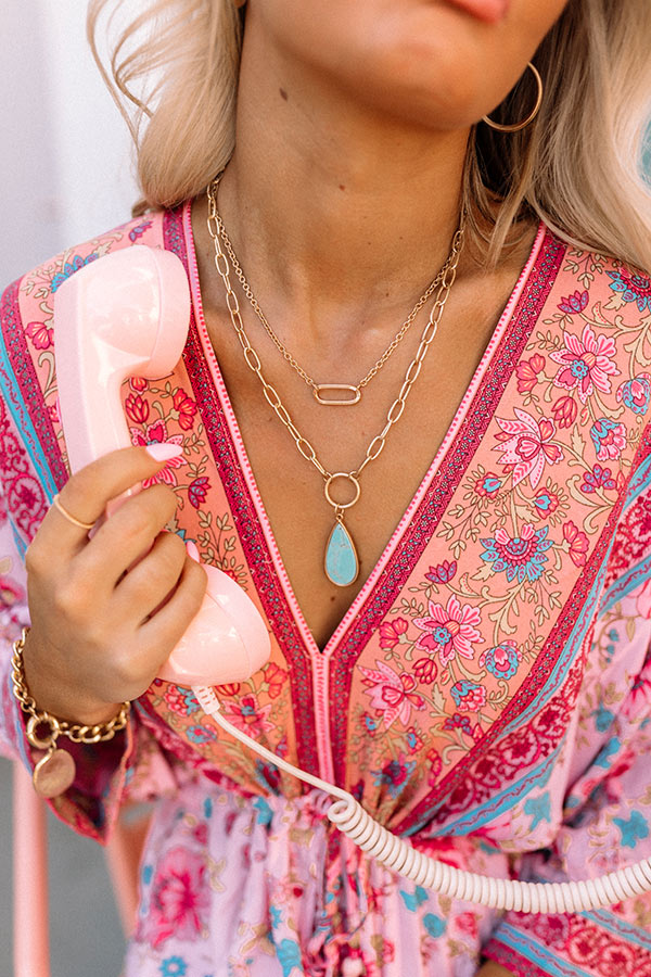 High Noon Semi Precious Layered Necklace In Aqua