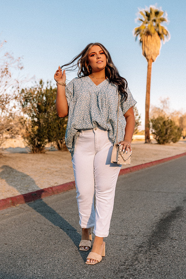Good Decision Floral Shift Top In Sky Blue