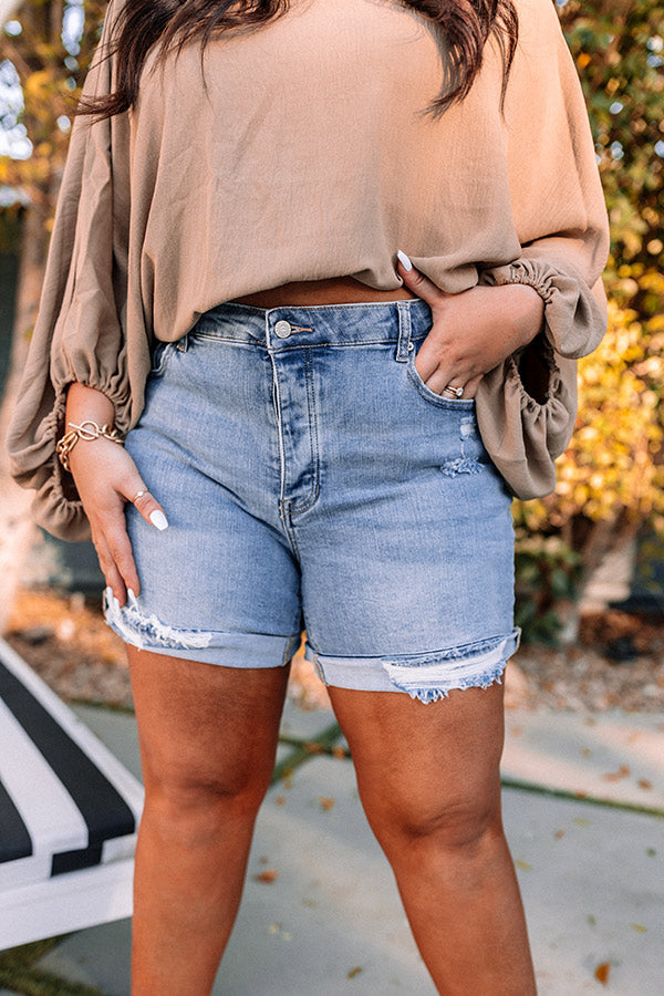 The Sandee Midrise Distressed Boyfriend Shorts Curves