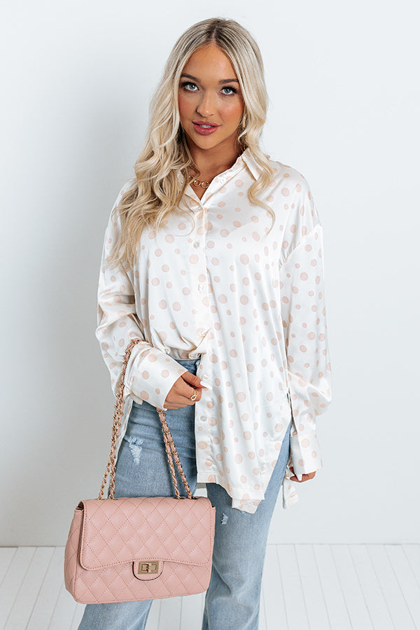Busy In The City Polka Dot Top in Cream