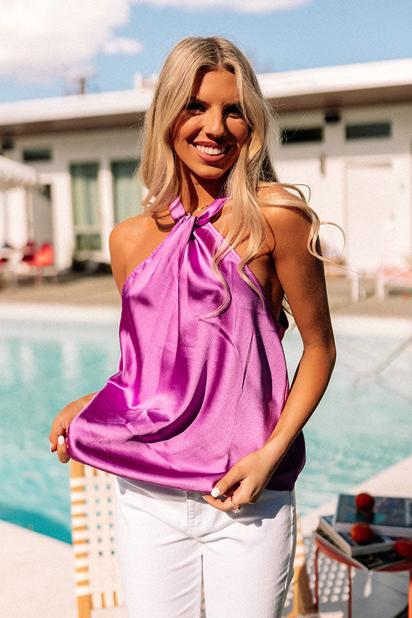 Here To Party Satin Top In Orchid