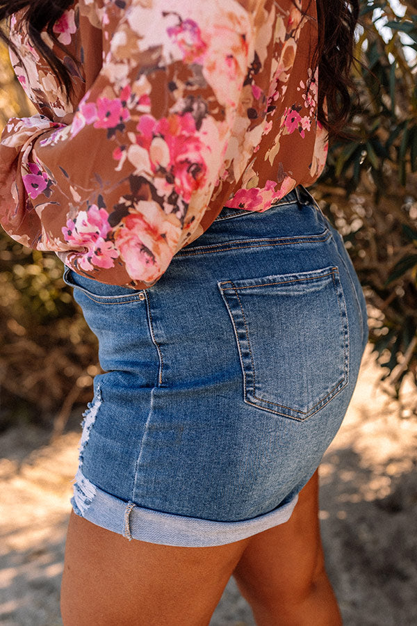 The Orlando High Waist Distressed Shorts Curves   