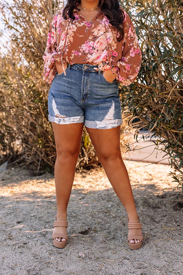 The Orlando High Waist Distressed Shorts Curves   